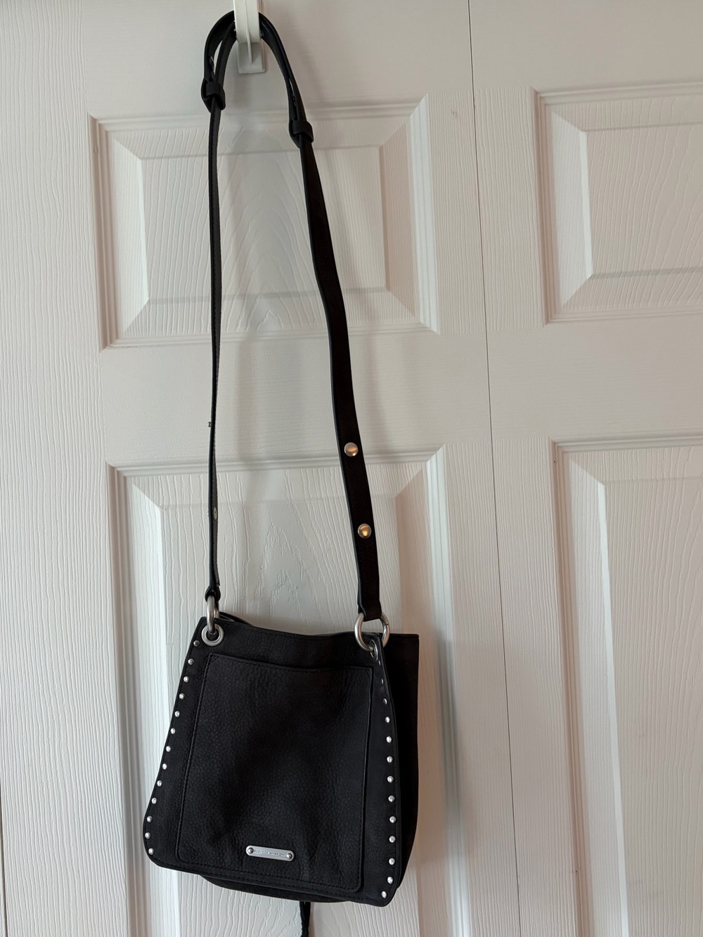 Rebecca Minkoff Black Stud-Trim Crossbody Bag
8.5” x 7.5” x 2